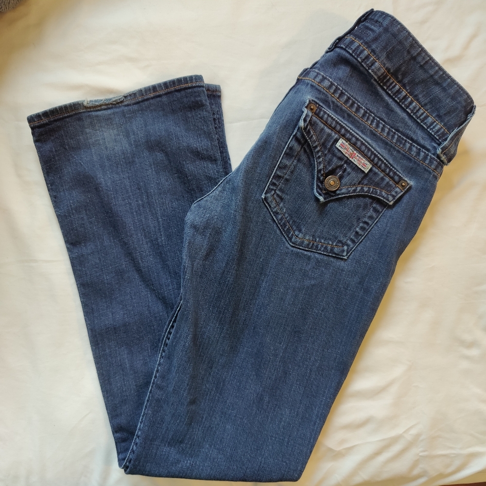 Hudson medium blue, flare jeans. Size 28